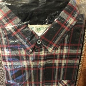Haband mens long sleeve flannel size medium red gray black plaid